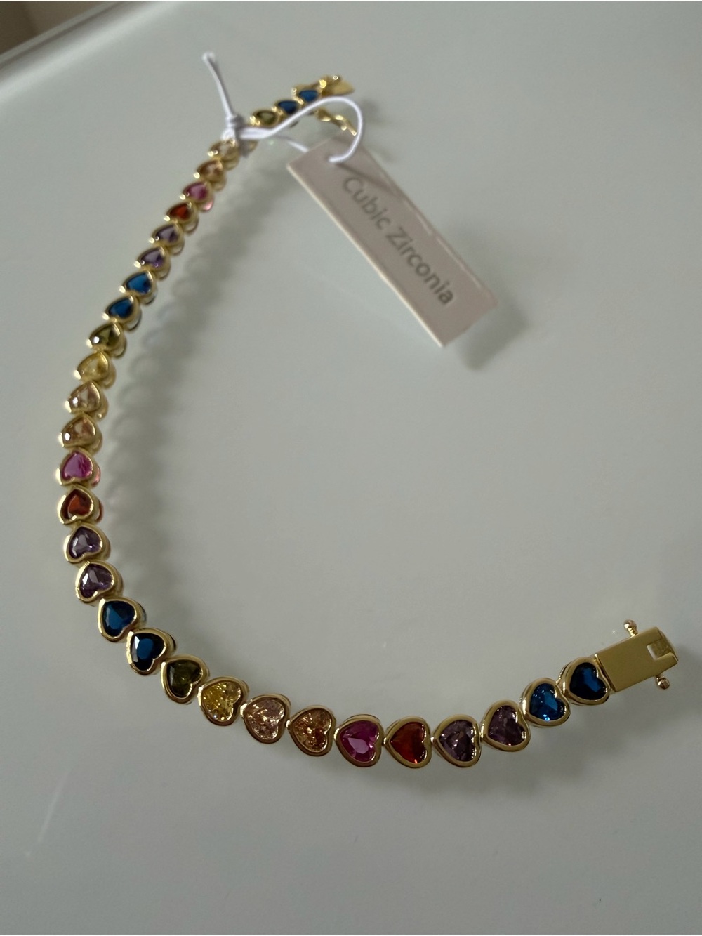 Colorful cubic zirconia Heart Tennis Bracelet